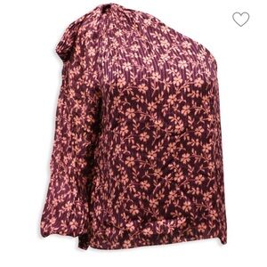 Ulla Johnson Enid Bow Detail One-Shoulder Blouse In Floral Print Cotton